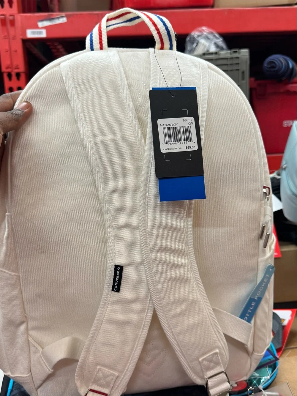 Converse White Canvas Backpack with Red Trim